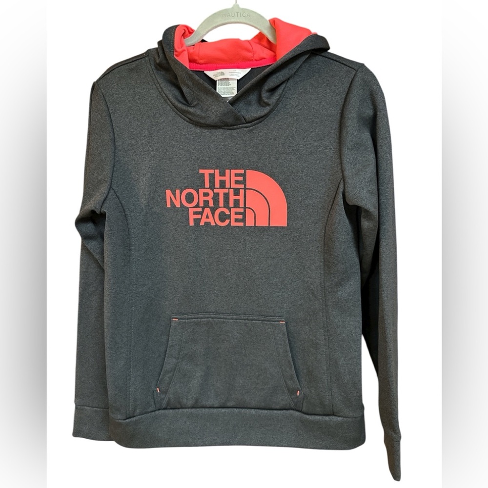 The North Face Women’s Half-Dome Hoodie Kangaroo Pocket Deep Grey/Orange Small